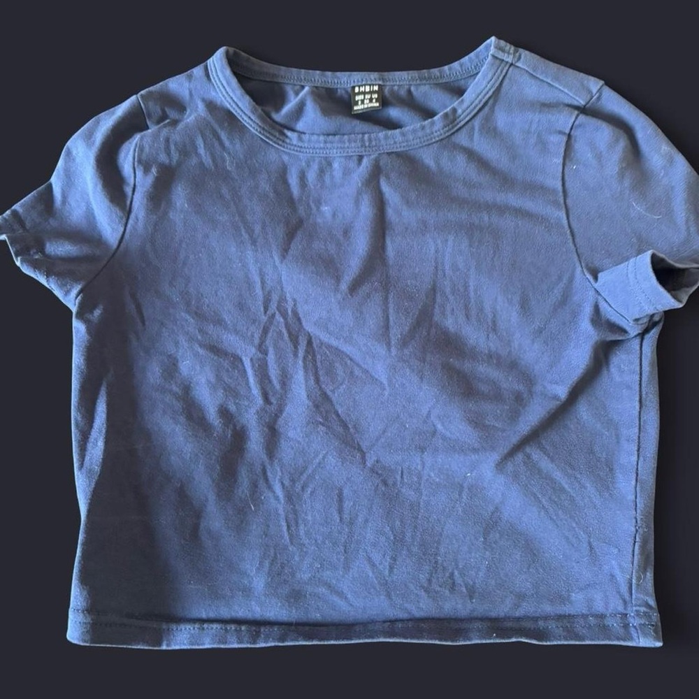 Basic Navy Blue Short Sleeve Top